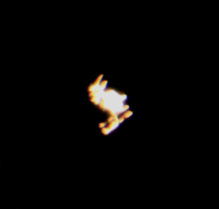 First ISS image - isn't it look like a skiing rabbit?