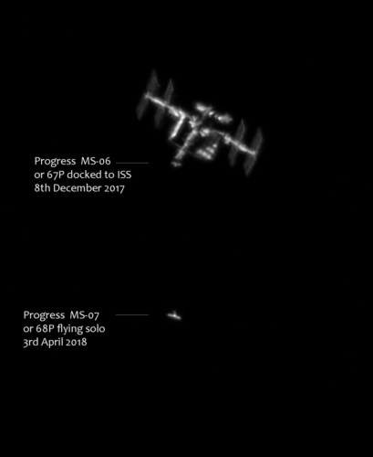 ISS and Progress MS-07 comparison photo